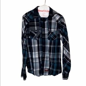 Fame Jeans Inc No Fear Plaid Button down Shirt